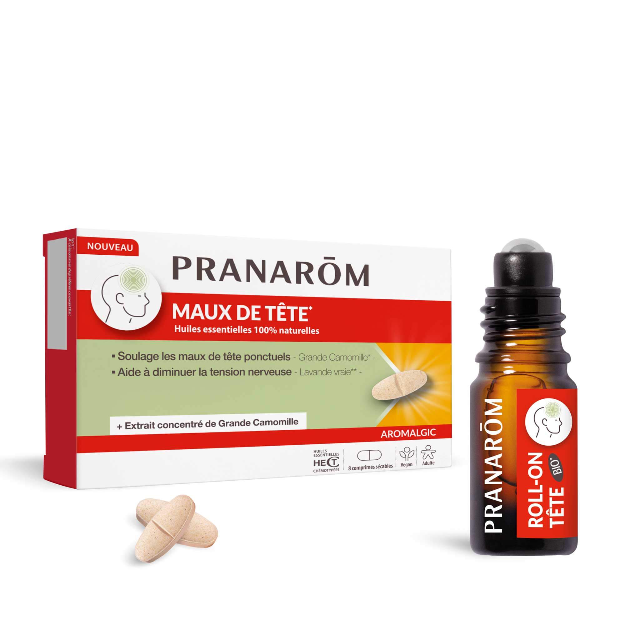 Duo pack comprims et roll-on mal de tte | Pranarm