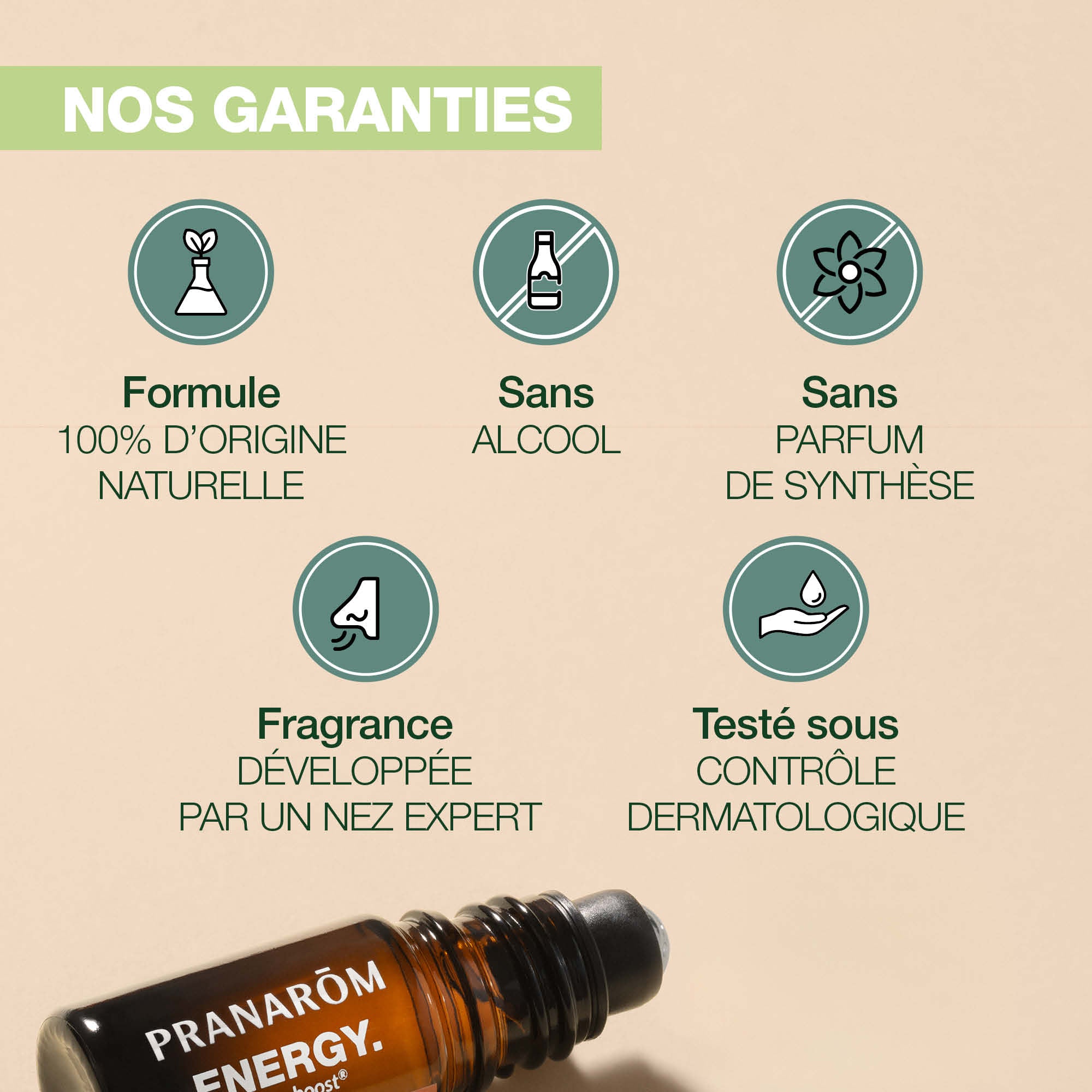 Les garanties du produit Roll-On Pranarôm Immunity.