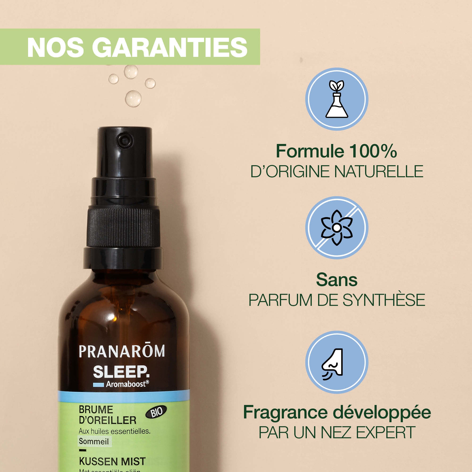 Les bienfaits sur le sommeil de la brume Aromaboost Sleep de Pranarôm.