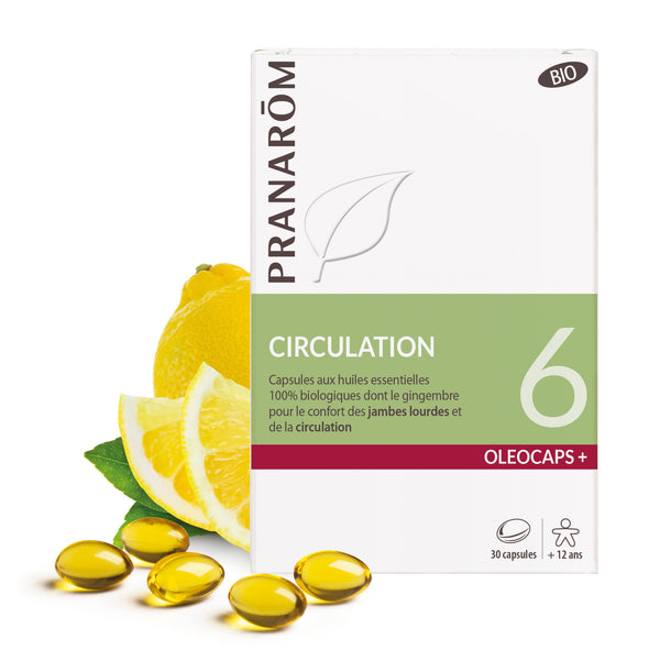 Boîte d’Oléocaps+ 6 Pranarôm, capsules pour favoriser la circulation.