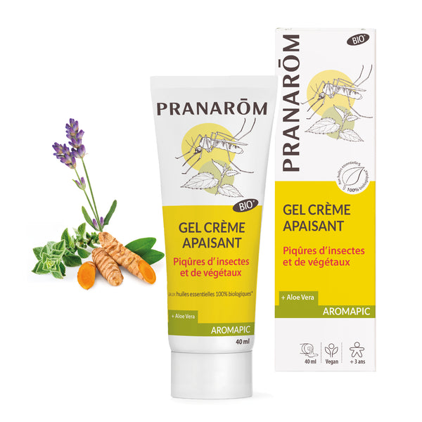 Tube de gel apaisant bio Aromapic Pranarôm 40ml, contre les piqûres d’insectes.