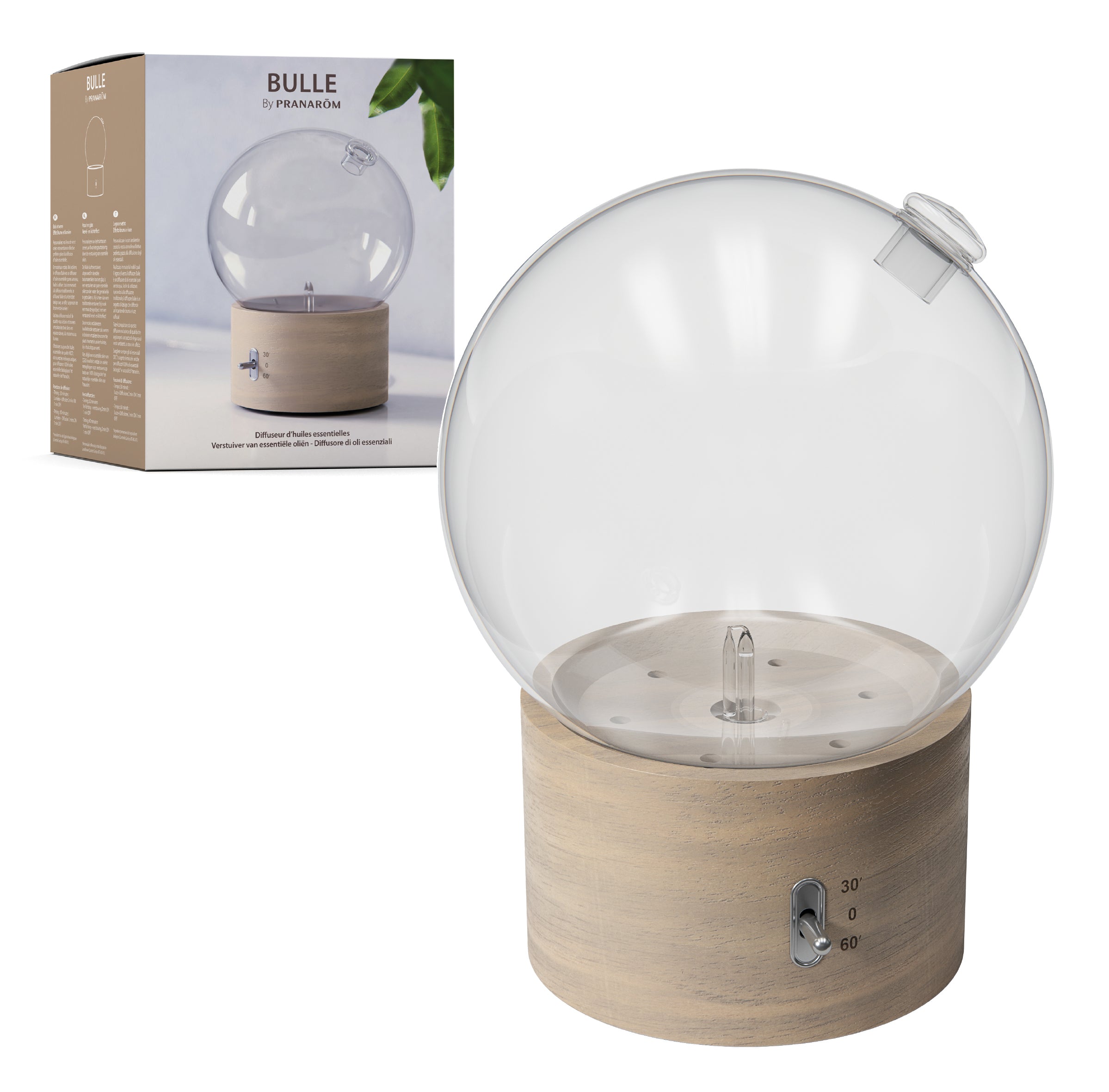 Diffuseur Pranarôm, design compact pour diffusion d’huiles essentielles.