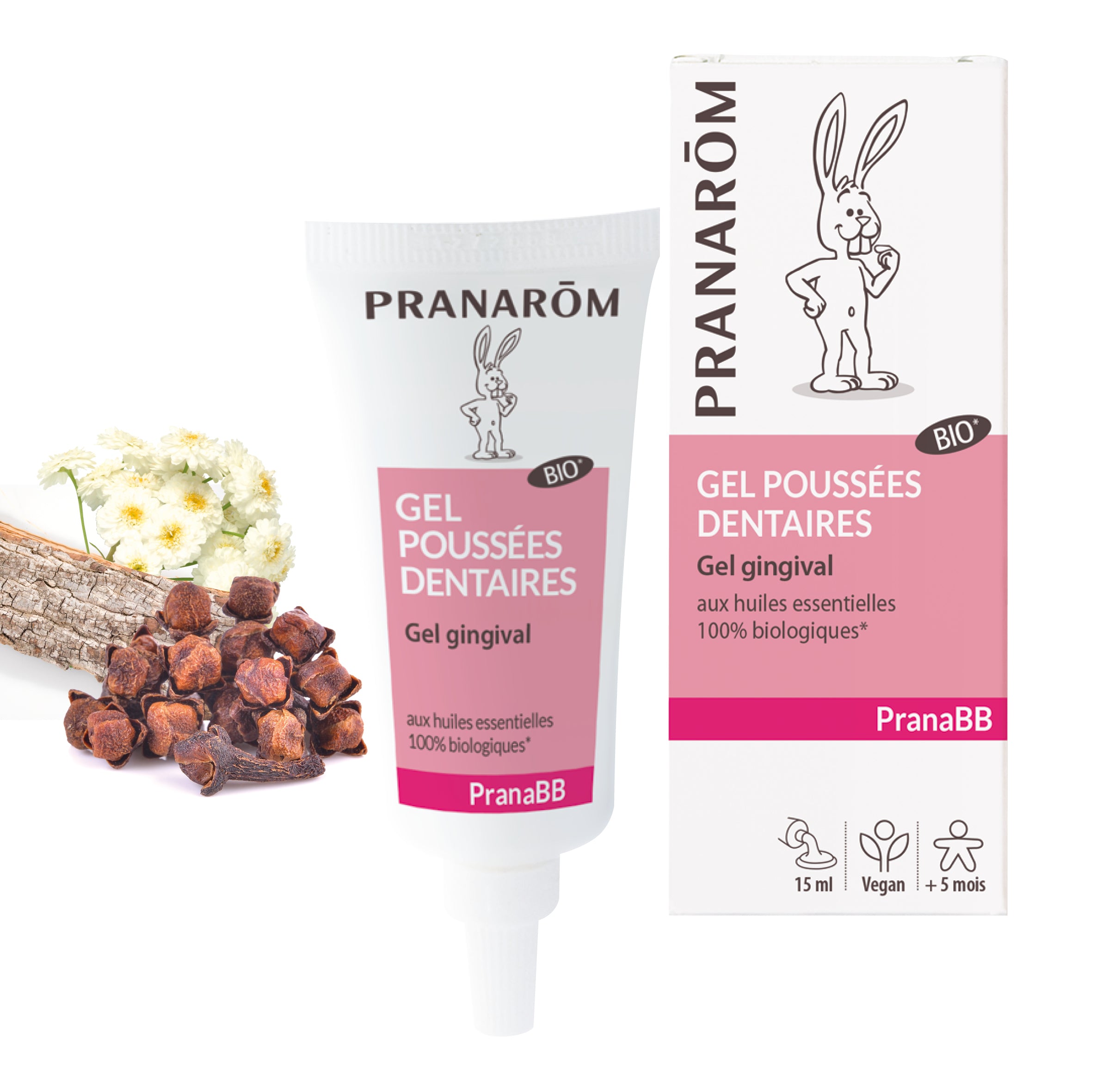 Gel gingival bio PranaBB pour soulager les poussées dentaires.
