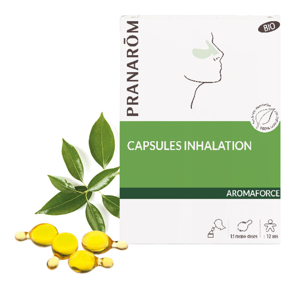 Capsules inhalation bio Aromaforce Pranarôm, pour la respiration.