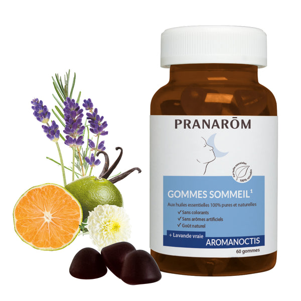 Gommes sommeil Aromanoctis Pranarôm x60 pour un endormissement naturel.