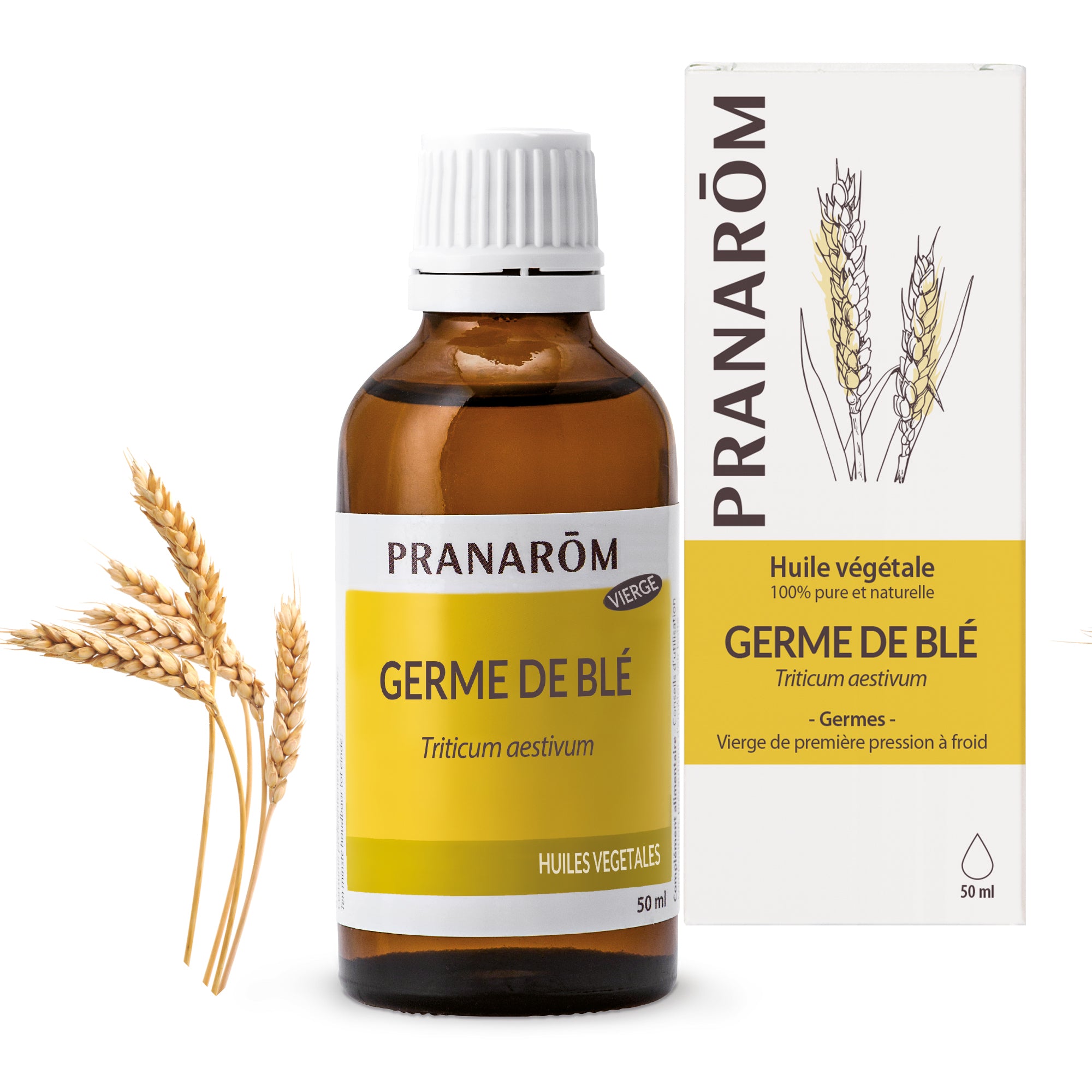 Huile végétale de germe de blé Pranarôm 50ml, pour nourrir et revitaliser la peau.