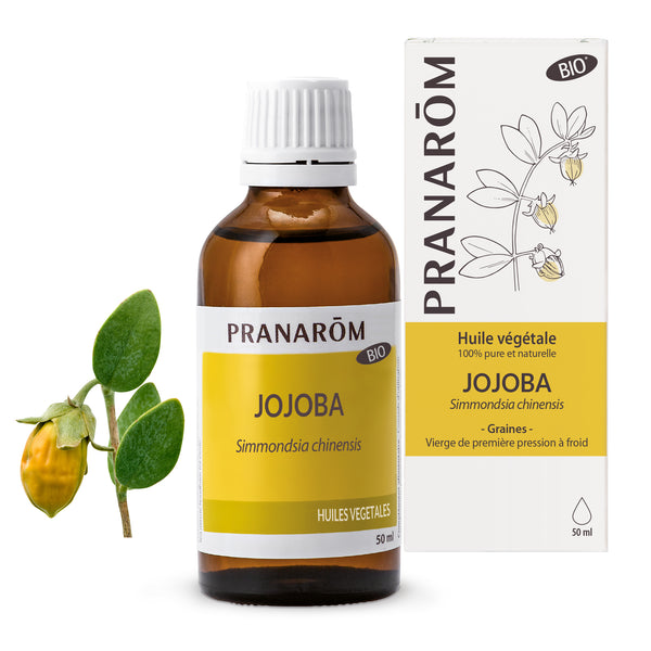 Huile végétale bio de jojoba Pranarôm 50ml, régulatrice et protectrice.