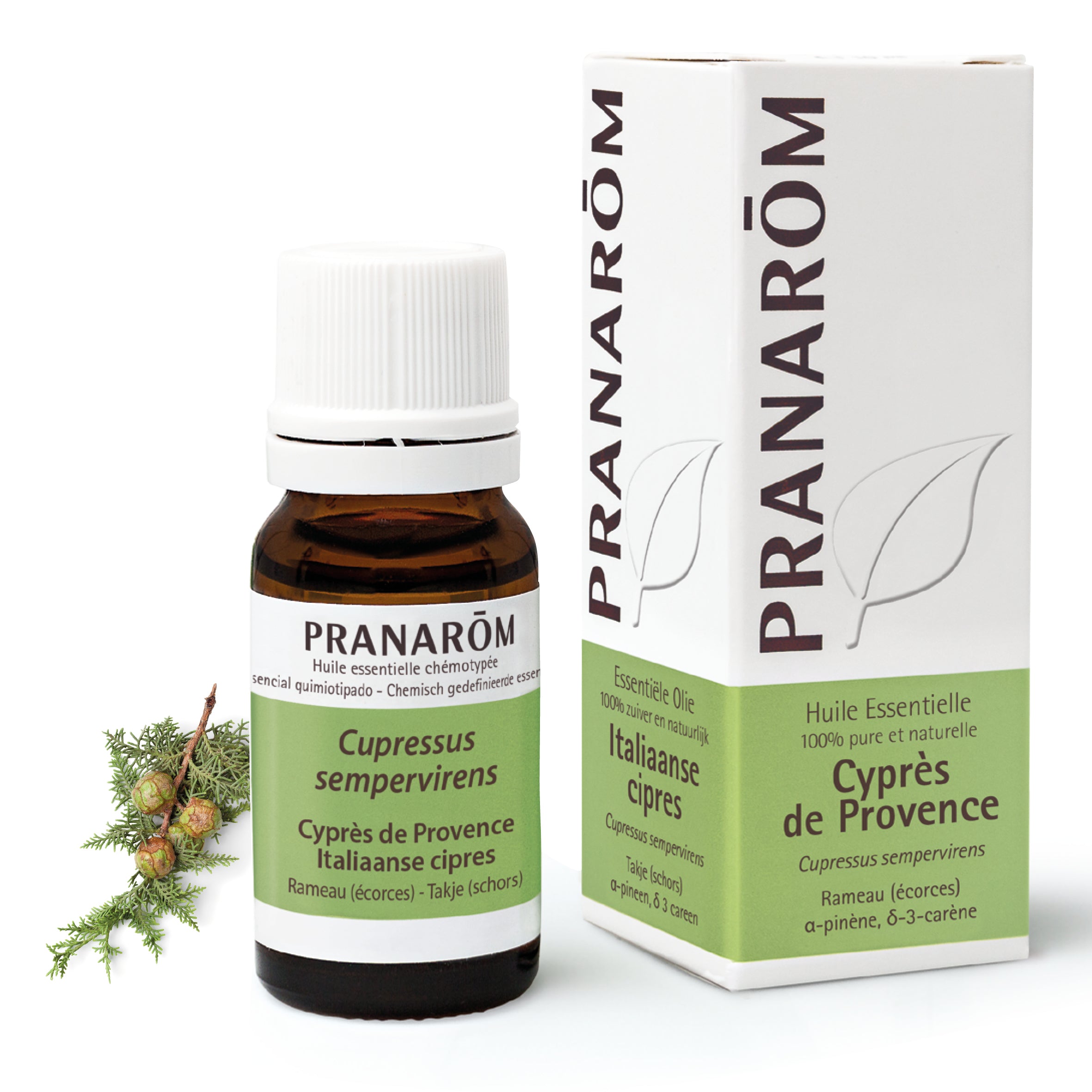 Flacon d'huile essentielle de cyprès de Provence (10ml) de Pranarôm.