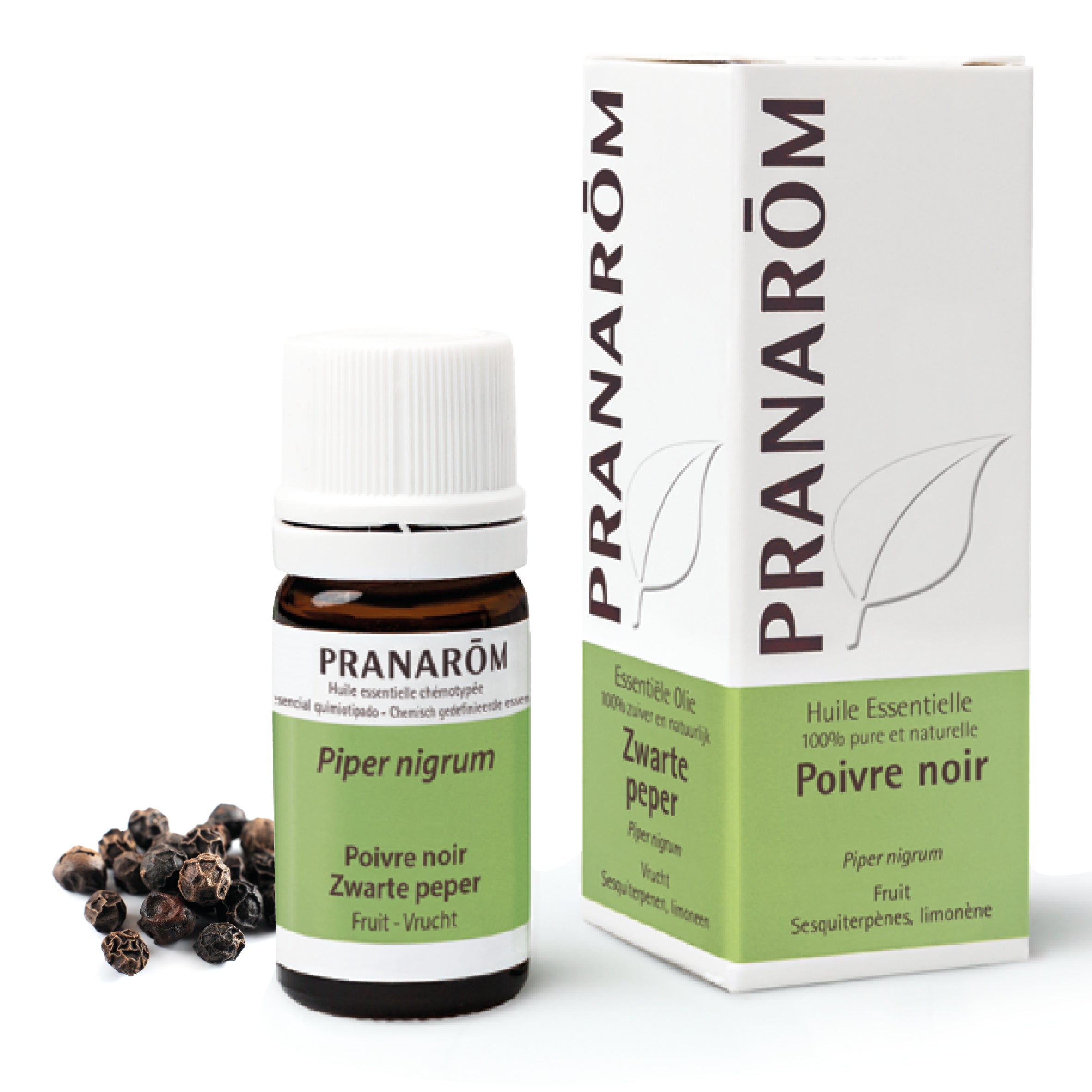 Flacon d'huile essentielle de poivre noir (piper nigrum), 5ml, de Pranarôm.