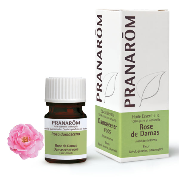 Flacon d'huile essentielle de rose de damas (rosa damascena), 2ml, de Pranarôm.