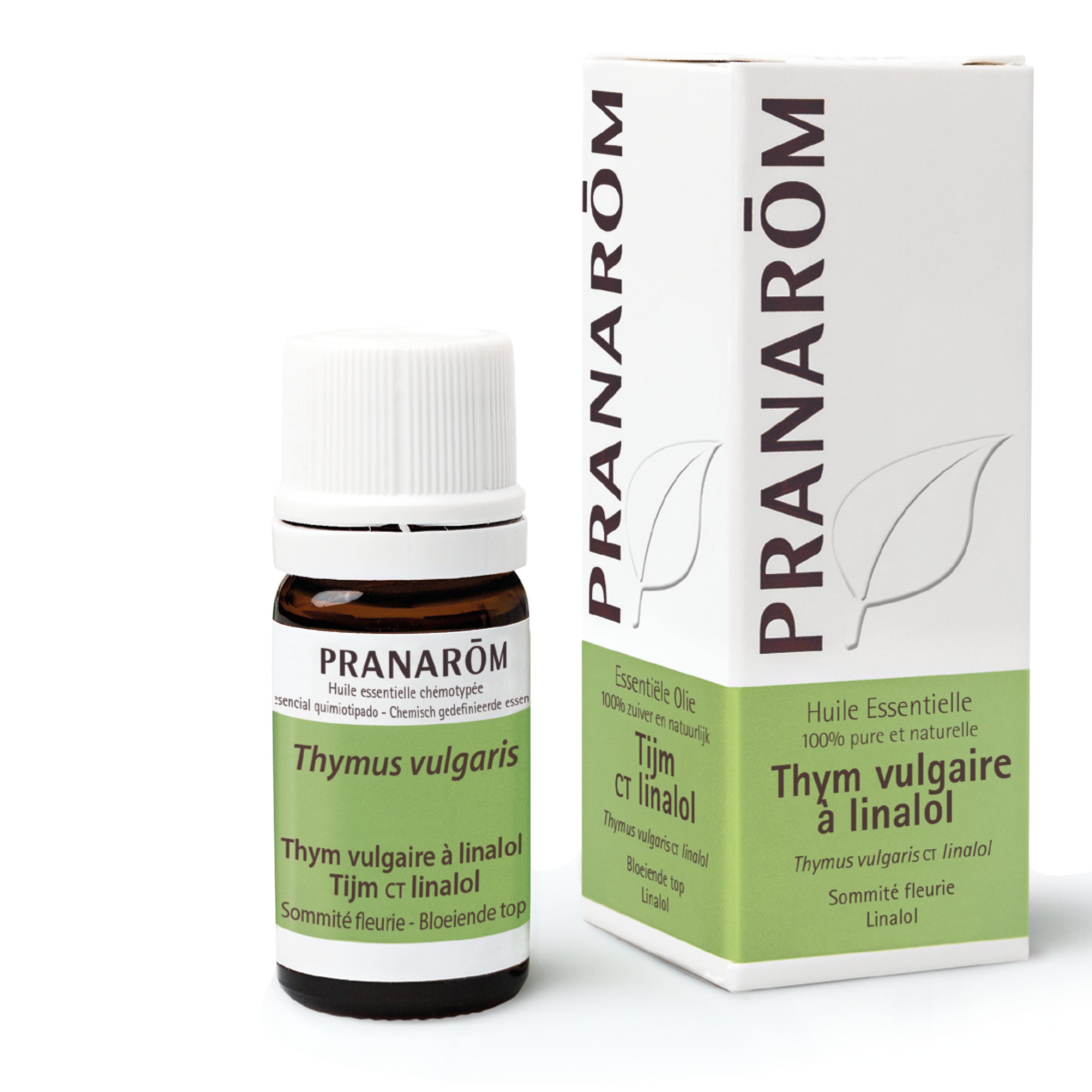 Flacon d'huile essentielle de thym vulgaire à linalol (thymus vulgaris), 5ml, de Pranarôm.