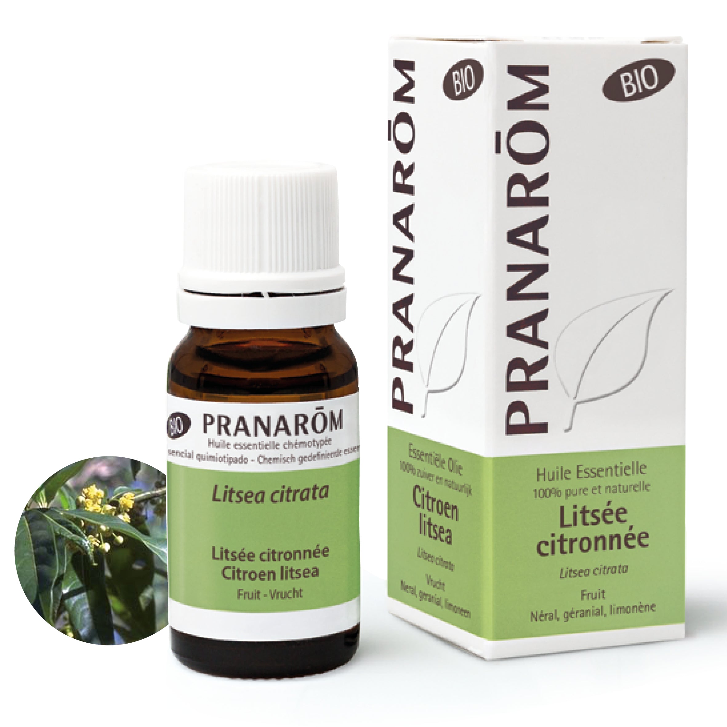 Huile essentielle de Litsée citronnée bio, au parfum frais et fruité, idéale pour détendre le système nerveux, réduire l’anxiété et faciliter le sommeil.