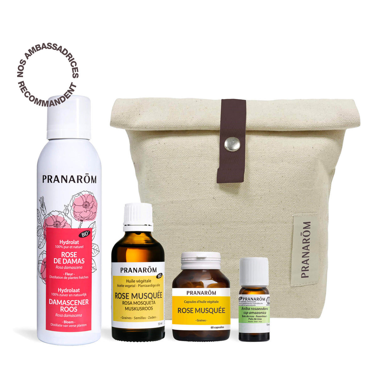 Coffret Belle peau à la rose - Hydrolat de Rose et trousse offerts