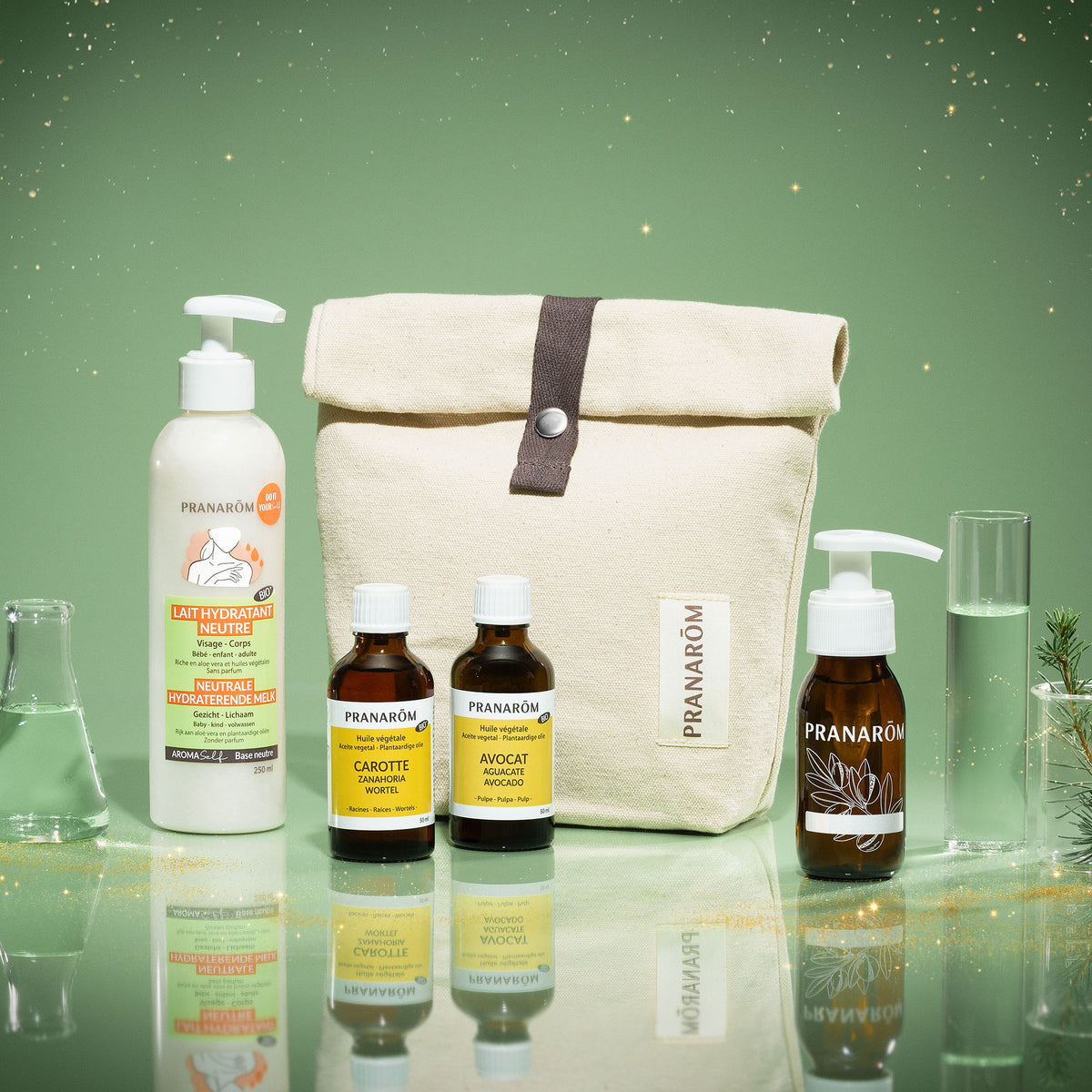 Duo lait corps nourrissant et peau dorée - Trousse et flacon pompe offerts